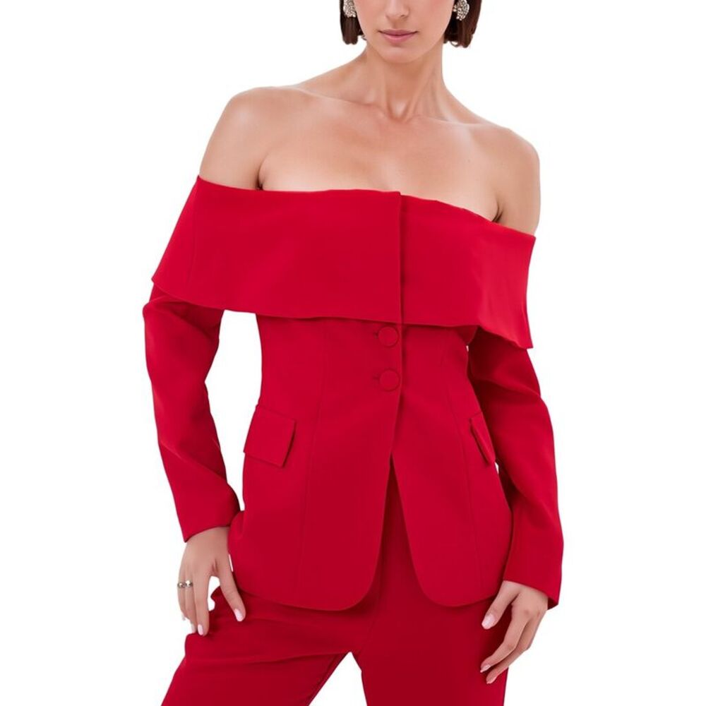 Extro&Vert Womens  Maeve Blazer Top, Red